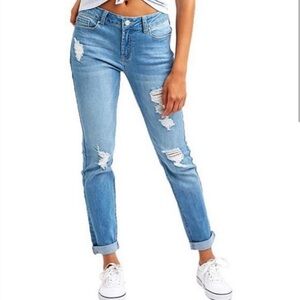 SKINN Women's  Resfeber  Light Blue Distressed Skinny Jeans